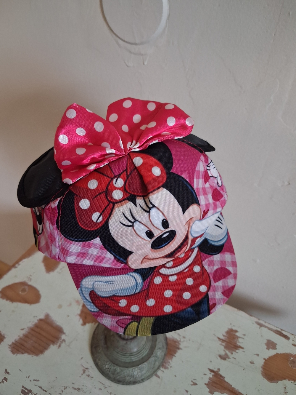 Girls Pink Minnie Mouse Bow Cap